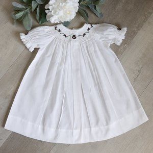 RARE Strasburg Dress White Smocked Bishop Wreath Pearls Special Occasion NWT